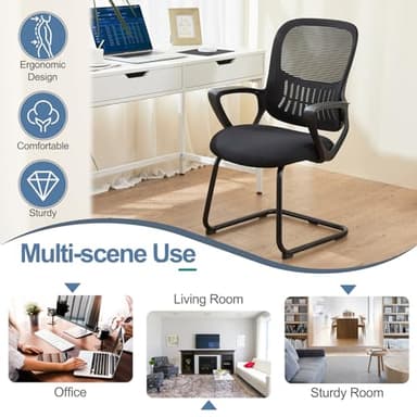 DUMOS Office Desk Chair with Sled Base, Ergonomic Executive Mesh Computer Chairs with Lumbar Support for Home Conference Room Bedroom Waiting Reception Guest Student - Image 5