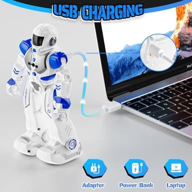 FAFUGANIA Robot Toys for Kids, Remote Control Robot with Programmble Walking & Dancing Adjustable Volume RC Gesture Sensing Smart Robot Toy for Ages 3 4 5 6 8 10 12 Boy Girl Ideal Blue - Image 6