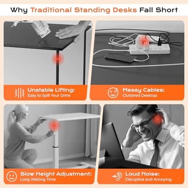 Huuger Dual Motor Electric Standing Desk Frame, Sit Stand up Desk Leg for 47.2” to 86.6” Desktop, Computer Desk Leg with Cable Tray, 3 Memory Height Presets, 2 Hooks, Black Frame Only - Image 9
