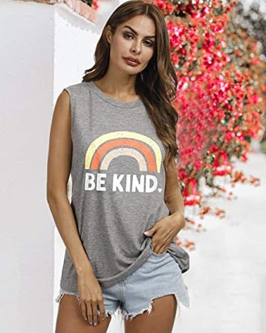 IRISGOD Womens Tank Tops Loose Fit Summer Cute Graphic Sleeveless Shirts Workout Basic Tunic - Image 2