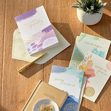 Hallmark Sympathy Cards Assortment, Abstract Watercolor (16 Assorted Thinking of You Cards with Envelopes) - Image 2