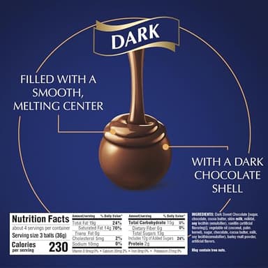 Lindt LINDOR Dark Chocolate Truffles, Dark Chocolate Candy with Smooth, Melting Truffle Center, Great for Gift Giving, 5.1 oz. Bag (6 Pack) - Image 2