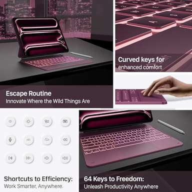 typecase Keyboard Case for iPad Pro 13-inch (M4) 2024,Magic Keyboard with 11 Colors Backlight for iPad Pro 13,Keyboard Case with Pencil Holder,Multi-Touch Trackpad,Easy-Set Magnetic Stand(Raspberry) - Image 7