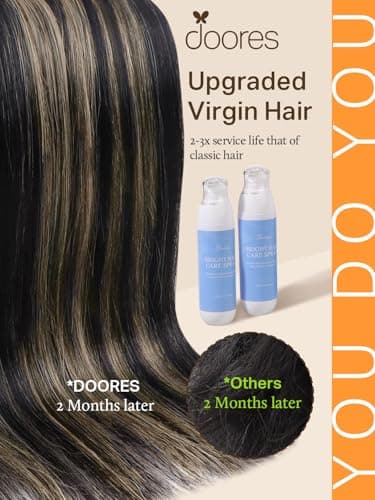 DOORES Hair Extensions Tape in Human Hair, Balayage Natural Black to Light Blonde 20 Inch 40pcs 100g, Human Hair Extensions Tape in Straight Real Natural Hair - Image 2