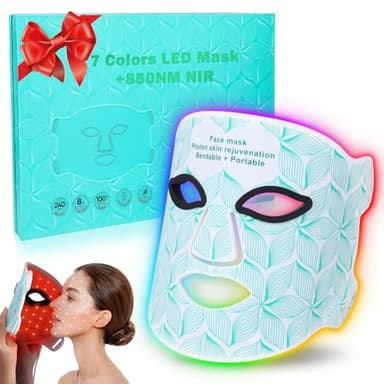 biuufish Red Light Therapy for Face, 7＋1 Colors LED Face Mask Light Therapy with 850NM Near-infrared, Portable Rechargeable Red Light Therapy Mask Skin Care Device at Home and Travel for Anti-Aging - Image 1