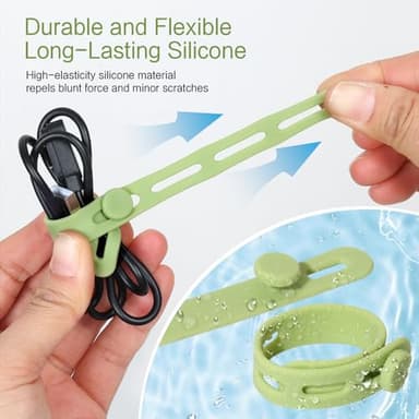Donruby 24Pcs Silicone Cable Ties - Reusable & Washable with Locking Buckle Design, Adjustable Fastening Cable Straps, Multi-Purpose High Elasticity Cord Organizer (4 Colors) - Image 4