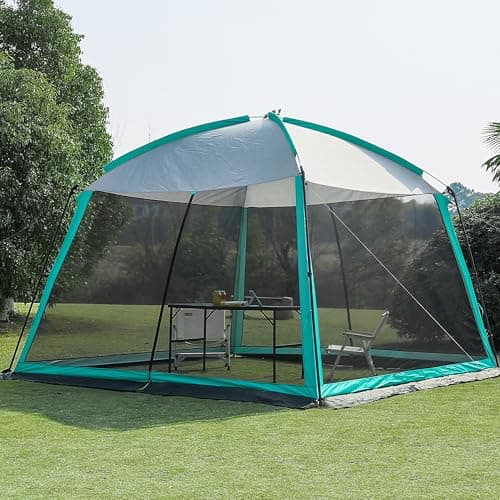 GREGIN Screen House Room 11x11 Ft Mesh Net Tent Canopy Shelter Gazebo, Easy Setup & Waterproof & Sunshade, Suitable for Camping Trip, Backyard, Beach, Picnic - Blue - Image 1