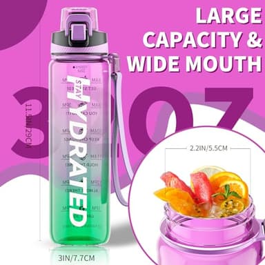 Water Bottle, 32 oz Motivational Water Bottles with Time Marker-Tritan & BPA Free, Sports Water Bottle with Time to Drink & Strap, Wide Mouth, Leakproof -Gift for Christmas Gym Fitness & Outdoor - Image 5