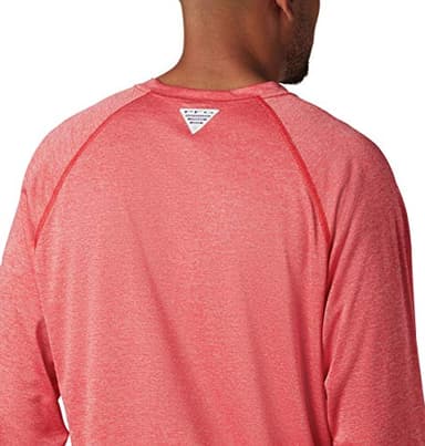 Columbia Men’s PFG Terminal Tackle Heather Long Sleeve Shirt, Sun Protection, Red Spark Heather/White Logo,Medium - Image 8