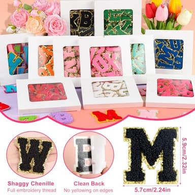 ASTARON 26 Pcs Self Adhesive Letter Patches Chenille Letters Stickers, A-Z Embroidered Applique Patches Alphabet Cloth Patch for Clothes, Bags, Hat, Phone Case, DIY Accessories (Black) - Image 2