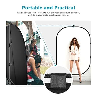 Neewer 5x7ft/1.5x2m Chromakey Foldable Backdrop with Stand 8.5ft/2.6m, 2-in-1 Reversible Black White Green Background Panel for Photography Studio, Live Streaming, Video Calls, Games - Image 7