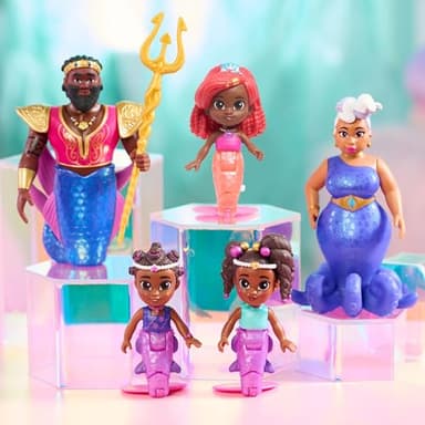 Just Play Disney Junior Ariel Royal Family 6-Piece Color-Change Mermaid Figure Set, Kids Toys for Ages 3 Up - Image 2