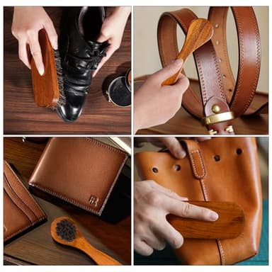 8pcs Shoe Polish Kit Including 3 Pieces Horse Hair Shoe Brushes with 6.7IN Handle, 1.4oz Black & Brown Shoe Shine, 2 Polish Cloths, Leather Shoes and Boots Care Kit with Storage Case - Image 5