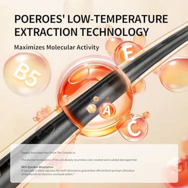 POEROES Hair Treatment Serum 50 Capsules Hair Vitamins A C E Pro B5 - Hair Serum for Frizzy and Damaged Hair - Hair Oil with Argan & Avocado Oil - Leave in Conditioner for Women & Men - Image 3