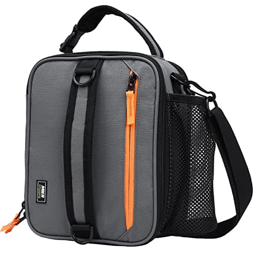 MIER Expandable Lunch Bag Insulated Lunch Box for Men to Work Travel Portable Lunchbox Bags with Shoulder Strap and Water Bottle Holder(Grey/Orange) - Image 1