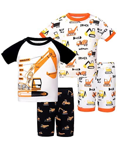 DAUGHTER QUEEN Boys Pajamas 18-24 Months Summer PJs Excavator Pj Sets Baby Toddler Cotton Short Sleeve Sleepwear Jammies Construction Clothes Outfits 18m/Mo, 24m/Mth - Image 1