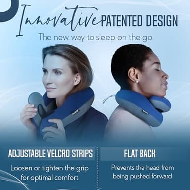 BCOZZY Travel Neck Pillow for Airplane– Patented Double Support for Head, Neck, and Chin. Best for Long Flights, Plane Sleeping, and Car Rides. Adjustable Size. Fully Washable. Carry Bag. Large, Black - Image 7