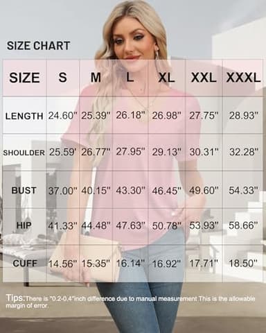 EyMuse Womens Tshirts V Neck Short Sleeve Tee Solid Color Blouse Loose Fit 2024 Summer Casual Tops Black,L - Image 2