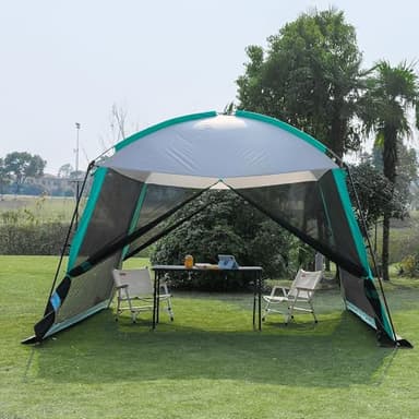 GREGIN Screen House Room 11x11 Ft Mesh Net Tent Canopy Shelter Gazebo, Easy Setup & Waterproof & Sunshade, Suitable for Camping Trip, Backyard, Beach, Picnic - Blue - Image 8