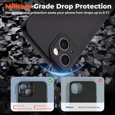 SUPFINE Designed for iPhone 13 Case,Premium Liquid Silicone with [Soft Anti-Scratch Microfiber Lining][Upgraded Camera Protection] Slim Shockproof Protective Phone Case for Men Women Girls,Black - Image 6
