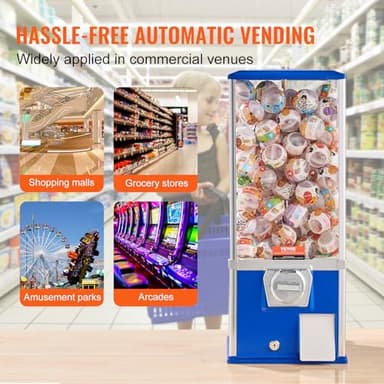 VEVOR Gumball Machine for Kids, 25" Height Home Vending Machine, PS Bouncy Balls Dispenser, Hold 230 Capsule Toys, Rectangle Bubble Gum Machine for Game Stores, Coin Operated Gumball Bank, Blue - Image 6