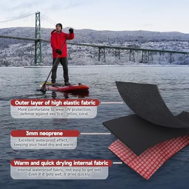 Tontron 3mm Neoprene Watersports Cap for Kayaking,Rafting,Surfing,SUP,Diving,and Swimming (Large) Black - Image 3