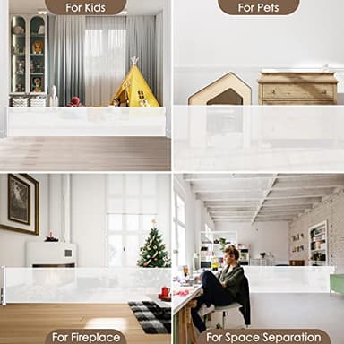 185 Inch Wide Retractable Baby Gates Outdoor Retractable Dog Gate Indoor Extra Long Baby Gate Retractable Pet Gate, Dog Gates for The House Extra Large Pet Gate, Child Gates for Wide Openings, White - Image 3