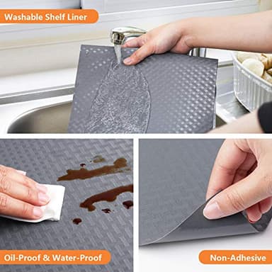 Shelf Liners for Kitchen Cabinets Refrigerator Liners Waterproof & Oil-Proof Kitchen Cupboard Liner Durable Plastic Drawer Mats EVA Material Non Adhesive Fridge Liner for Shelves - Image 4