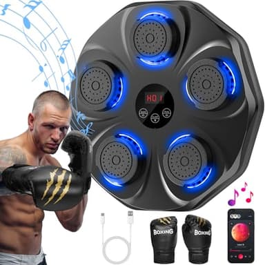 TGLLM Music Boxing Machine, Interactive Punching Trainer with Boxing Gloves, Large Size Wall Mounted Electronic Boxing Target for Adults Kids, 9 Modes & 9 Speeds - Image 1