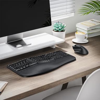 MEETION Ergonomic Wireless Keyboard and Mouse, Ergo Keyboard with Vertical Mouse, Split Curved Keyboard with Wrist Rest, Natural Typing Rechargeable Full Size, Windows/Mac/Computer/Laptop, Large Size - Image 8
