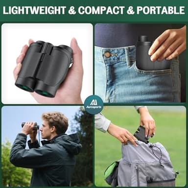 Aurosports 16x32 Compact Binoculars for Adults and Kids - High Powered Small Binoculars with Low Light Vision - Easy Focus Lightweight binos for Bird Watching Hunting Travel Hiking - Image 6