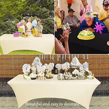 BDDC Table Covers for 6 Foot Tables, Yellow Washable and Wrinkle Resistant Stretch Tablecloths Rectangle 6ft for Events, Wedding, Banquets, Parties - Image 5
