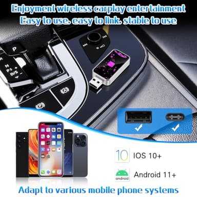Mini Wireless Carplay Adapter for iPhone, 2025 2 in 1 Stable Universal Wireless carplay Adapter, Fast Convert Factory Wired to Wireless CarPlay Dongle Cars for auto for Android for Apple for iOS - Image 5