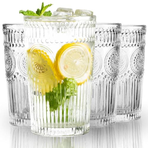 FrutPunch Highball Glasses Set of 4, 10.5 OZ Sunflower Drinking Glasses, Lead-Free Crystal Cocktail Glasses, Water Glasses for Juice, Cocktails, Wine, Iced Tea, Mojitos Glassware Set - Image 1