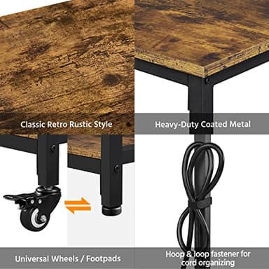 Yaheetech Kitchen Island with Power Outlet, Rolling Kitchen Cart with Wine Rack & Glass Holder & Hooks, Coffee Bar Microwave Stand Wine Rack Table for Dining Room, 47.5" W x 24" D, Rustic Brown - Image 6