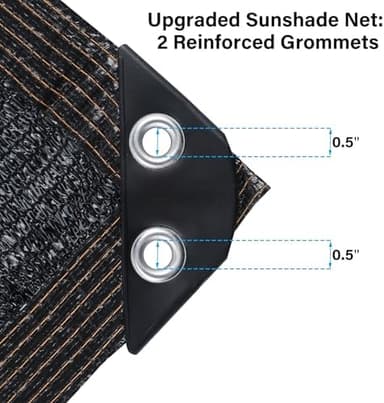 winemana Black Shade Cloth 40%, 30x50 FT Mesh Tarp - Garden Shade for Greenhouse, Patio, Vegetables, Plants Cover and Chicken Coops, Sun Shade Net for Outdoor Protection with Reinforced Grommets - Image 4