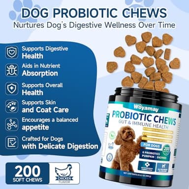 Woyamay Dog Probiotic for Dogs, 200 Soft Treats Dog Probiotics for Digestive Health & Immune System, Probiotic Chews for Dogs, Support Gut Health|Itchy Skin|Diarrhea|Gas Relief Treatment - Image 2