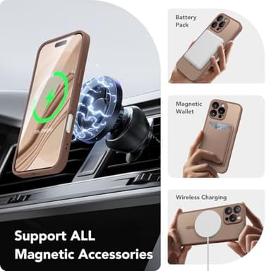 CAPRARO Magnetic Compatible with iPhone 16 Pro Case, Upgraded [Full Camera Protection] [Compatible with MagSafe] Protective Translucent Matte Women Girl Phone Case Cover, Brown - Image 3