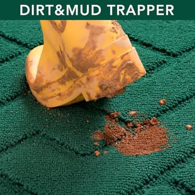 hicorfe Front Door Mat Outside Entrance,24"x35" Absorbent Muddy Dirt Resist Welcome Door Mats Outdoor Indoor,Stain and Fade Resistant,Non Slip Backing Entry Mat Doormat for Entryway (Evergreen) - Image 6