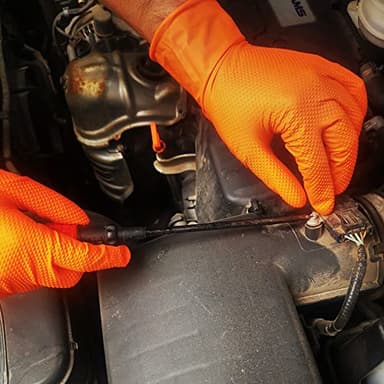 TitanFlex Heavy Duty Industrial Orange Nitrile Gloves, 8-mil, Gloves Disposable Latex Free with Raised Diamond Texture Grip, Powder Free, Rubber Glove, Mechanic Gloves,100-ct Box (Large) - Image 8