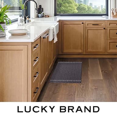 Lucky Brand Printed Wellness Mat - Cushioned Comfort Kitchen Mat - Easy to Clean - Anti-Fatigue & Skid-Resistant - 12mm Santa Teres Print 18" x 30" - Black and White - Image 3