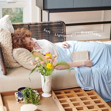 Bedsure Blue Cooling Blanket for Hot Sleepers - Summer Cold Throw Blanket for Bed, Arc-Chill Lightweight Summer Bedding, Cool Thin Ice Cold Cooled Throws with Rayon Derived from Bamboo, 50x70 - Image 4