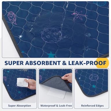 LOOBANI Washable Pee Pads for Dogs: Large Dog Pee Mat Waterproof 48" x 48", 2 Pack Reusable Pet Whelping Potty Training Pads Absorbent for Floor, Sofa, Playpen, Couch, Cage, Crate, Blue - Image 3