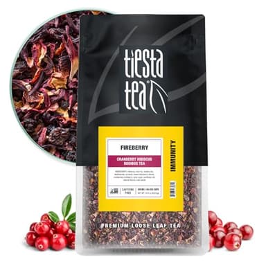Tiesta Tea - Cranberry Hibiscus Rooibos Tea, Fireberry, Loose Leaf, Herbal Blend with Hibiscus, Cranberry, Currants, Rooibos, Enjoy Hot or Iced, 200 Cups in Resealable Pouch, 16 Ounce - Image 1