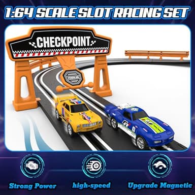 Slot Car Race Track Sets for Boys, Race Car Track with 2 High-Speed Slot Cars, Battery or Electric Car Track, Dual Racing Game Lap Counter Track Sets, Toys Gifts for Boys Girls Ages 4 5 6 7 8-12 - Image 4