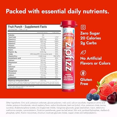Zipfizz Daily Energy Drink Powder, Fruit Punch, 20 Pack 3-in-1 Sustained Energy, Rapid Hydration, and Essential Vitamins Sugar-Free Electrolyte Powder Contains Vitamin B-12 & Antioxidants - Image 6