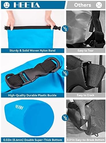 HEETA Waterproof Dry Bag for Women Men(Upgraded Version) 5L/10L/20L/30L/40L Roll Top Lightweight Dry Storage Bag Backpack with Emergency Whistle for Travel, Swimming, Boating, Kayaking, Camping, Beach - Image 8