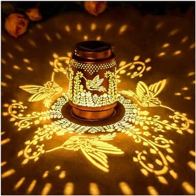 Hummingbird Solar Lanterns Outdoor Waterproof Hanging Solar Lights Hummingbird Gifts for Women Men Metal Decorative LED Hummingbird Lanterns for Garden Decor,Yard,Patio,Lawn,Tabletop,Pathway,Landscape - Image 1