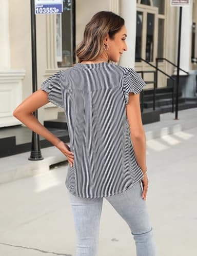 Blooming Jelly Womens White Blouse V Neck Ruffle Sleeve Flowy Shirts Dressy Casual Cute Summer Tops - Image 4