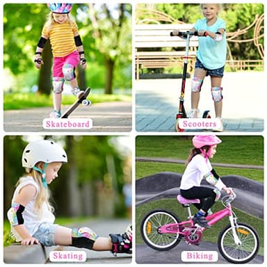 FIODAY Knee Pads for Kids Unicorn Knee Elbow Pads Wrist Guards with Drawstring Bag Adjustable Protective Gear Set for Girls Boys Inline Skating Bike Cycling Skateboard Scooter, 3-8 Years, Rainbow - Image 6